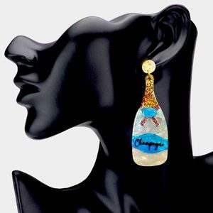 Champagne Bottle Earrings, Celebration Jewelry, New Year's Earrings